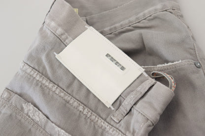 Acht – Lässige Jeans aus Baumwolle mit geradem Schnitt und gefaltetem Saum, Grau