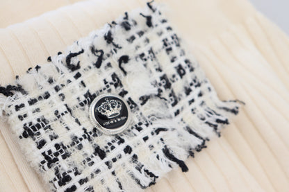 Dolce &amp; Gabbana – Elfenbeinfarbener Rollkragenpullover mit Distressed-Manschetten