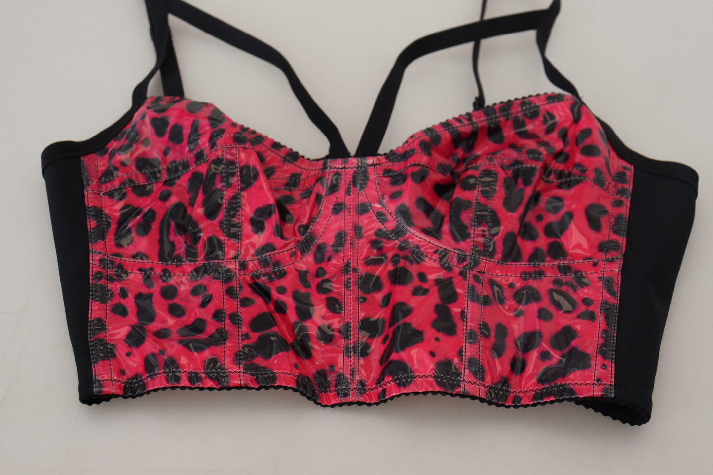 Dolce &amp; Gabbana – Kurzes Bustier-Korsett-Oberteil mit Leopardenmuster in Rosa