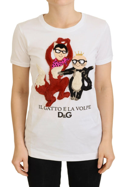 Dolce &amp; Gabbana T-Shirt Top Weiß Strukturiert Kurzarm