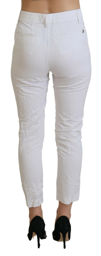 Dondup Weiße High Waist Tapered Damenhose