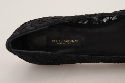 Dolce &amp; Gabbana – Schwarze Taormina-Ballerinas mit Spitzen und Kristallen