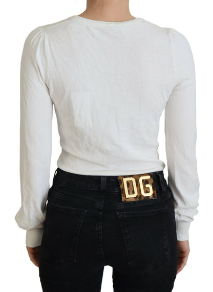 Patrizia Pepe Elfenbeinfarbenes Blusentop mit V-Ausschnitt und langen Ärmeln für Damen