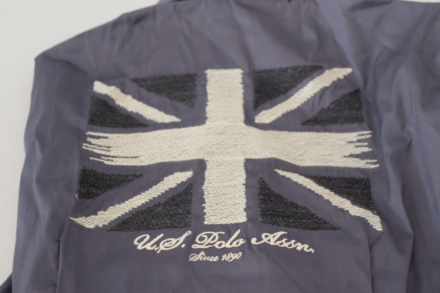 US POLO ASSN. Grau bedrucktes Langarm-Oberteil mit Kragen