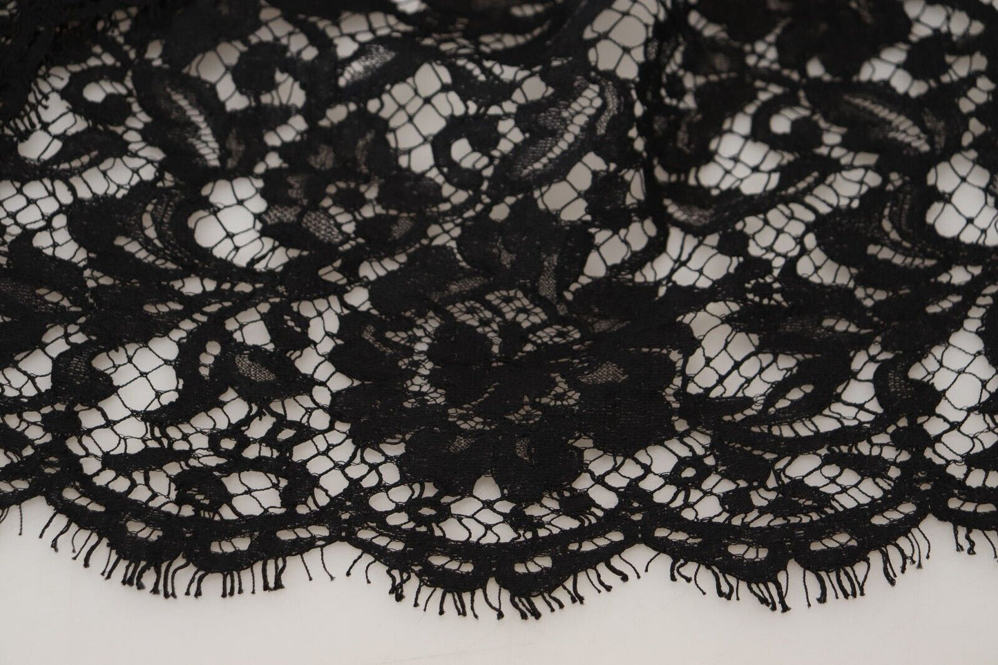 Dolce &amp; Gabbana – Schwarzes Mini-Etuikleid aus Baumwolle mit Blumenspitze