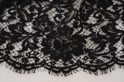 Dolce &amp; Gabbana – Schwarzes Mini-Etuikleid aus Baumwolle mit Blumenspitze