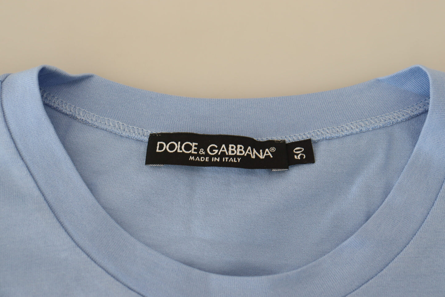 Dolce &amp; Gabbana Hellblaues Baumwoll-T-Shirt „Happy New Year 2017“