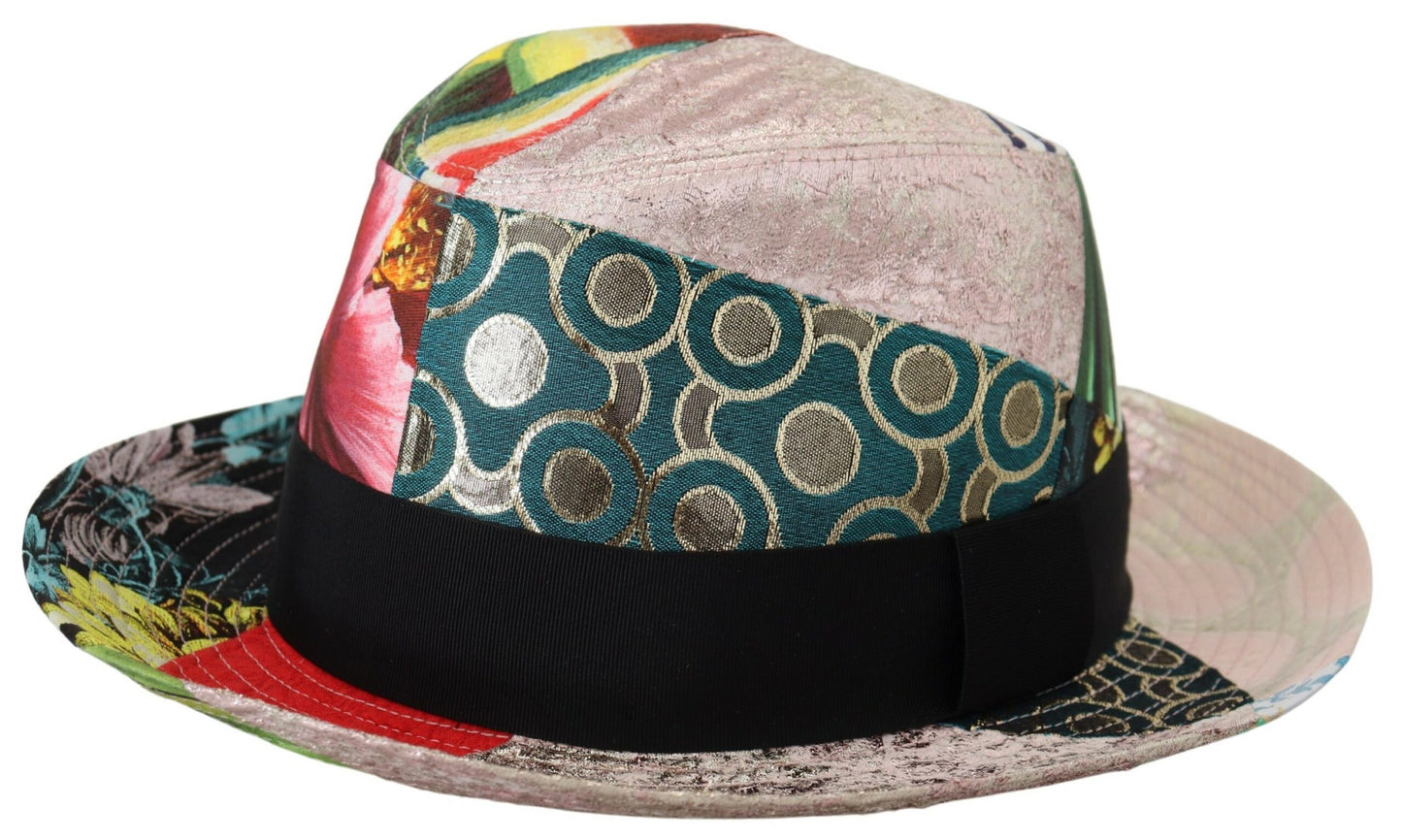 Dolce &amp; Gabbana – Mehrfarbiger Patchwork-Fedora-Hut mit breiter Krempe für Damen