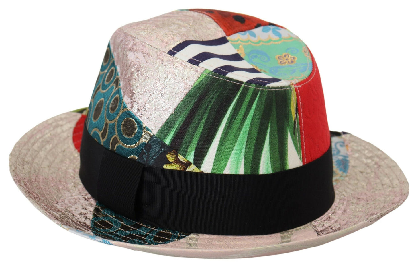Dolce &amp; Gabbana – Mehrfarbiger Patchwork-Fedora-Hut mit breiter Krempe für Damen