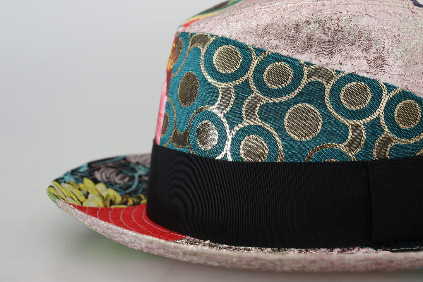 Dolce &amp; Gabbana – Mehrfarbiger Patchwork-Fedora-Hut mit breiter Krempe für Damen