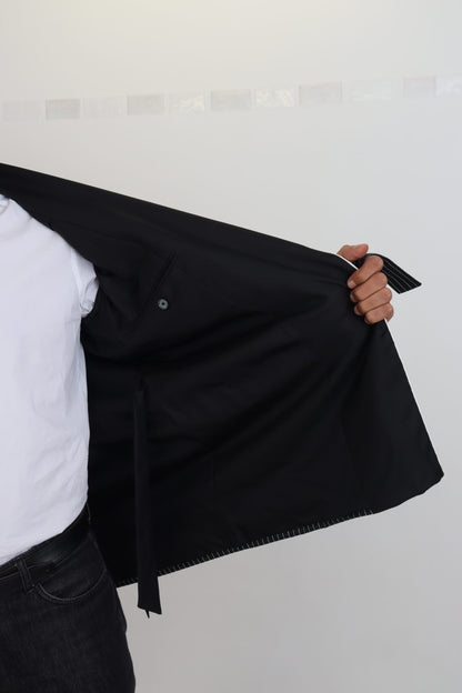 Dolce &amp; Gabbana Schwarze Robe Gestreifte DG Patch Jacke Herren Blazer