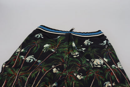 Dolce &amp; Gabbana – Freizeitshorts aus schwarzer Baumwolle mit Vulkan-Print