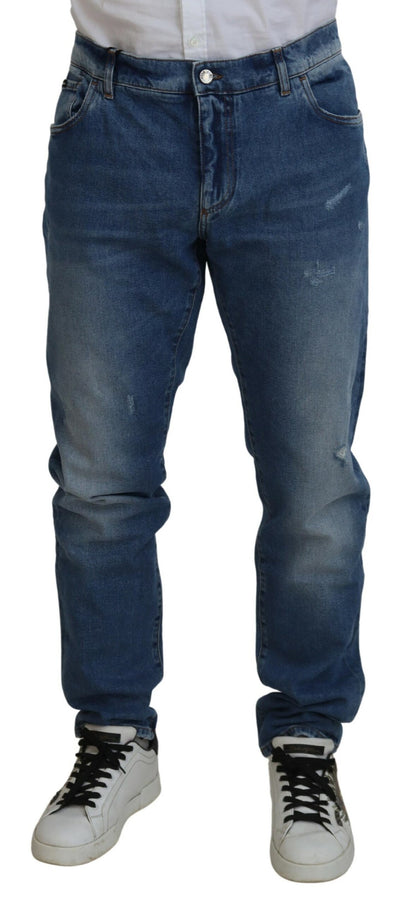 Dolce &amp; Gabbana – Blau verwaschene Skinny-Jeans aus Baumwolldenim