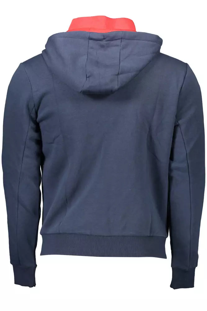 US POLO ASSN. Schickes blaues Sweatshirt mit Kapuze und Reißverschluss – gesticktes Detail