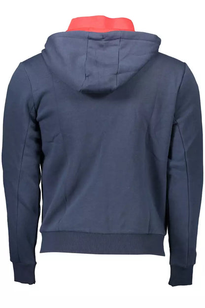US POLO ASSN. Schickes blaues Sweatshirt mit Kapuze und Reißverschluss – gesticktes Detail