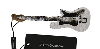 Dolce &amp; Gabbana Gold Messing Perlen Gitarre Pin Accessoire Brosche