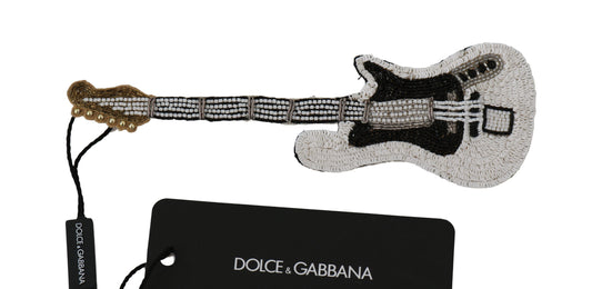 Dolce &amp; Gabbana Gold Messing Perlen Gitarre Pin Accessoire Brosche