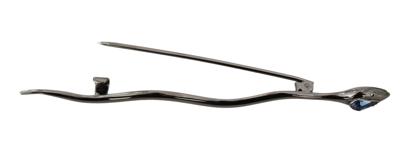 Dolce &amp; Gabbana Silber Messing Kristall Spilla Serpente Brosche Pin