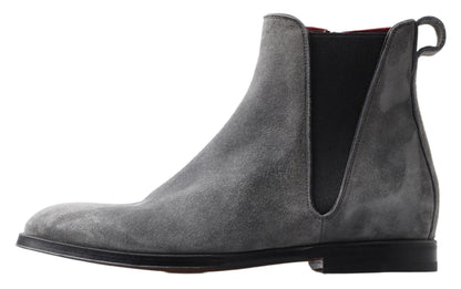 Dolce &amp; Gabbana Grau Leder Herren Stiefeletten Schuhe