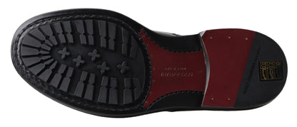 Dolce &amp; Gabbana Herren Kurze Stiefel aus schwarzem Leder mit Schnürung