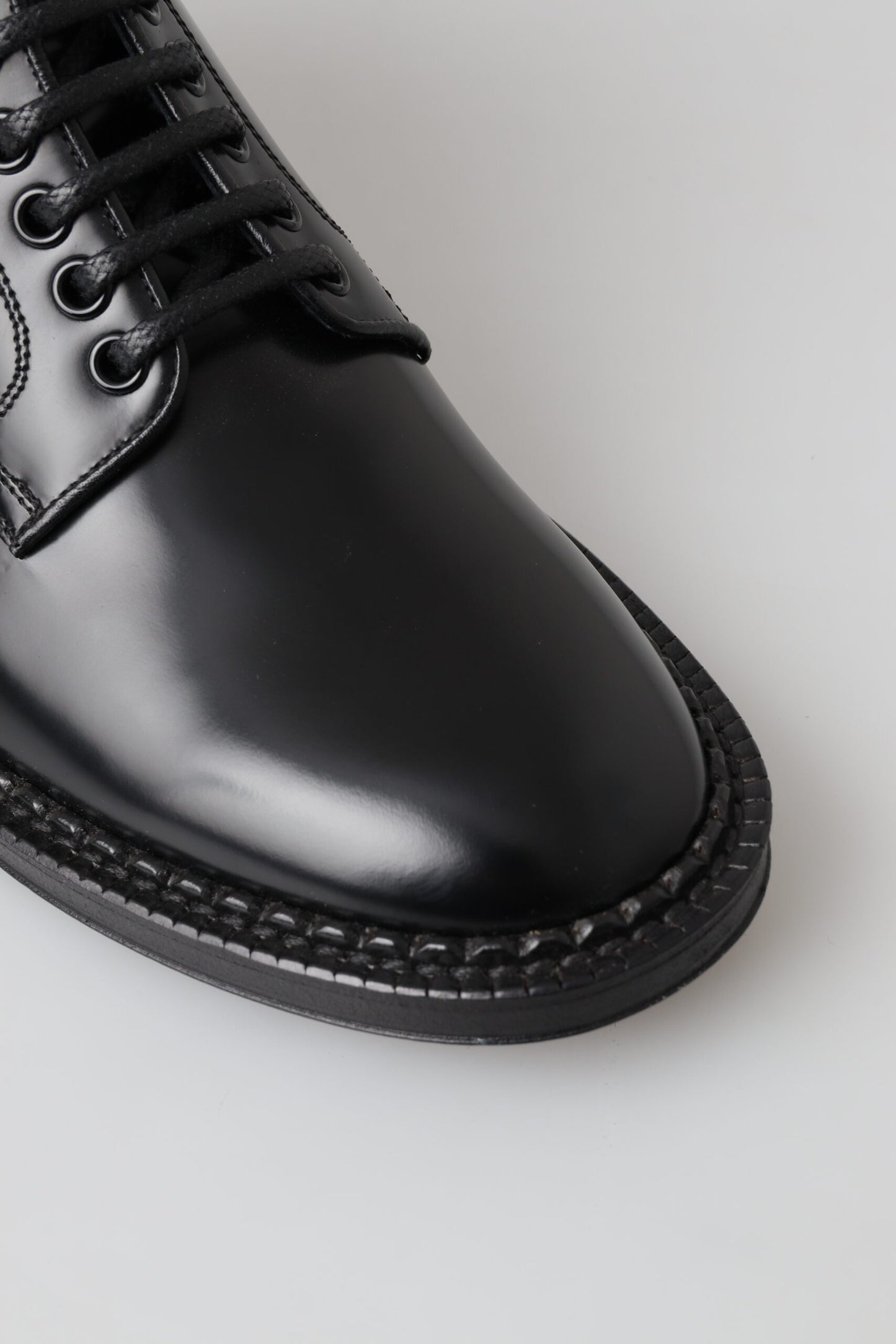 Dolce &amp; Gabbana Herren Kurze Stiefel aus schwarzem Leder mit Schnürung