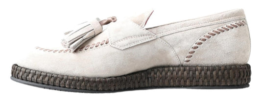 Dolce &amp; Gabbana Elfenbeinfarbene Espadrilles aus Wildleder für Herren