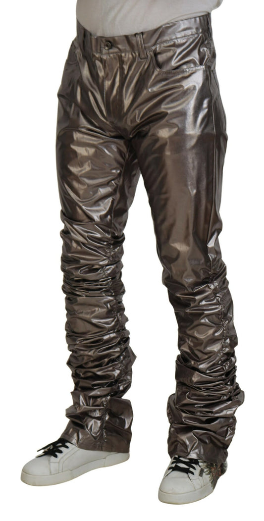 Dolce &amp; Gabbana Silberne Metallic-Stretchhose aus Nylon