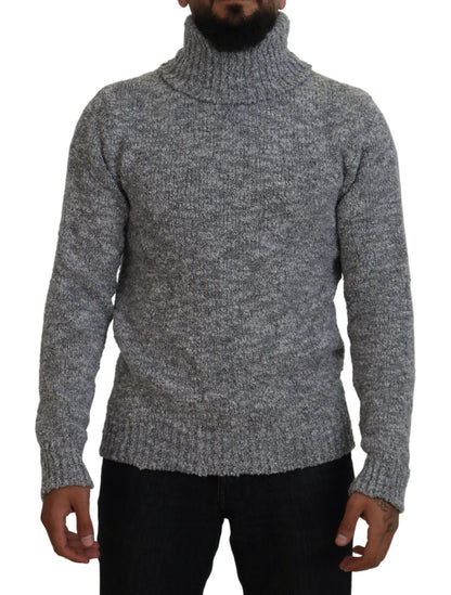 Dolce &amp; Gabbana Grauer Rollkragenpullover aus Wollstrick