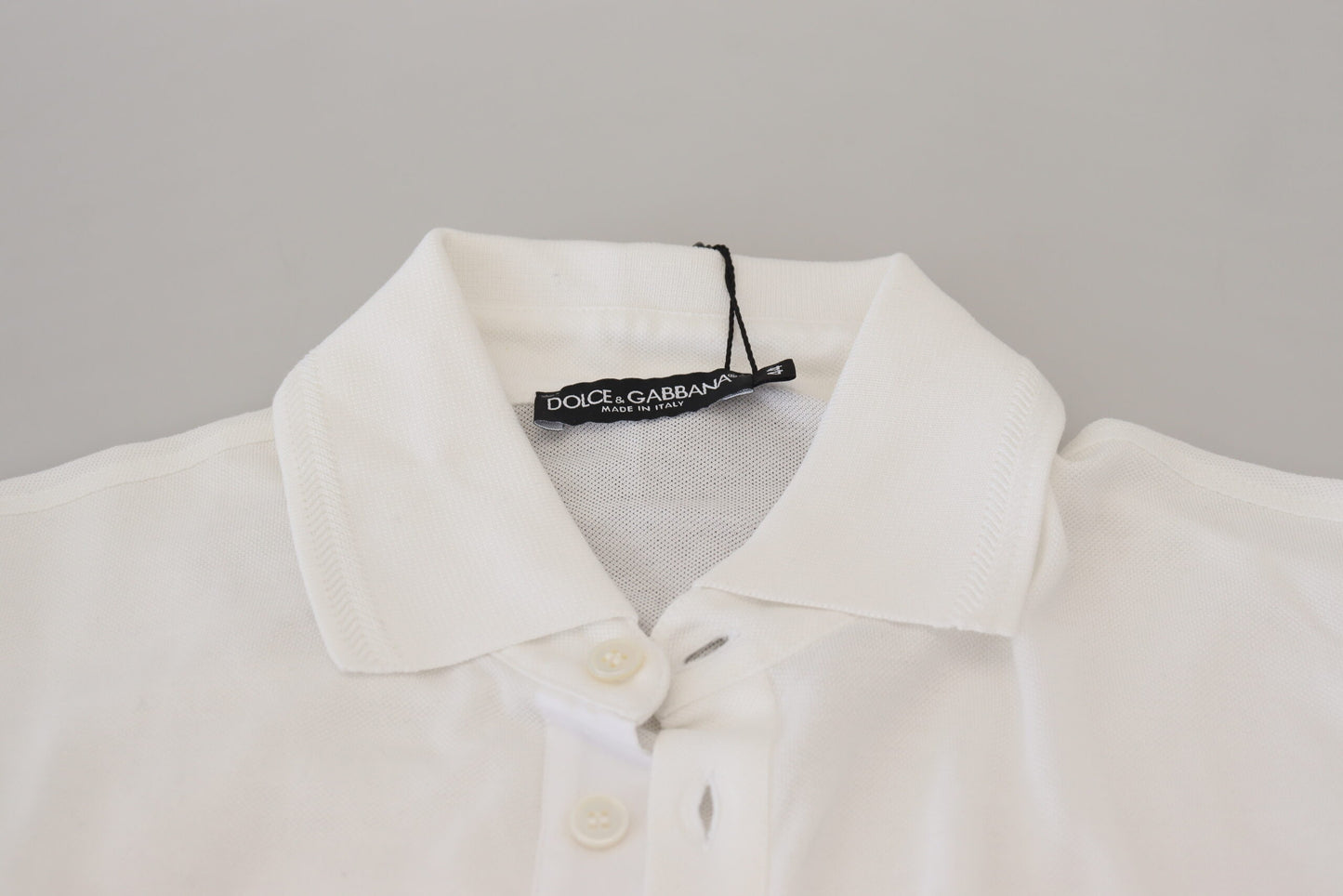 Dolce & Gabbana White Cotton Logo Short Sleeve Polo T-shirt