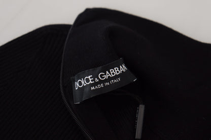Dolce &amp; Gabbana – Schwarzer Rollkragenpullover mit halbem Reißverschluss