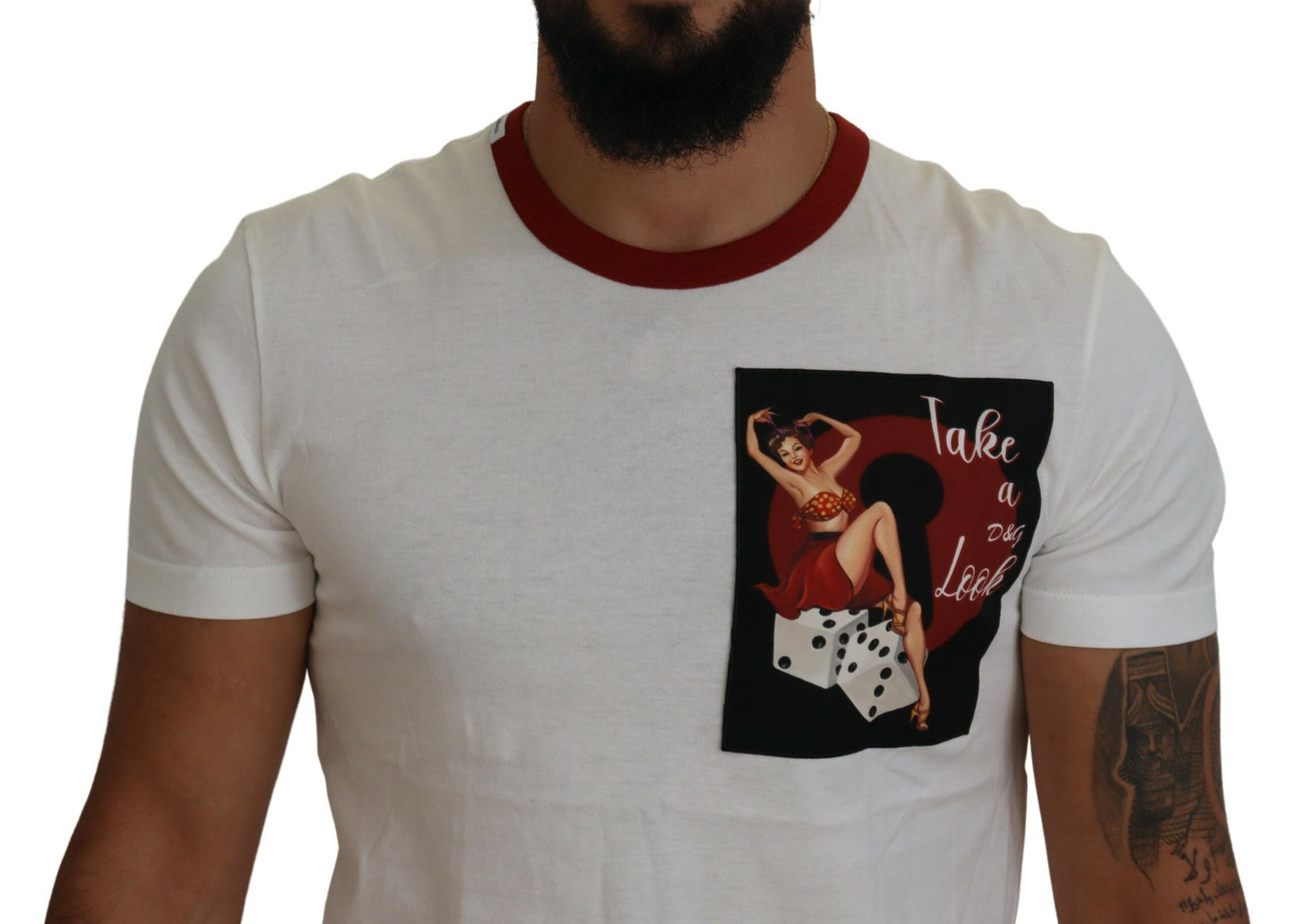 Dolce &amp; Gabbana – Weißes T-Shirt mit Rundhalsausschnitt und Logo-Print aus Baumwolle