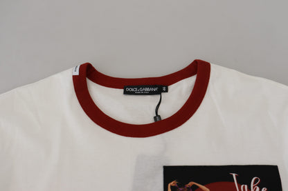 Dolce &amp; Gabbana – Weißes T-Shirt mit Rundhalsausschnitt und Logo-Print aus Baumwolle