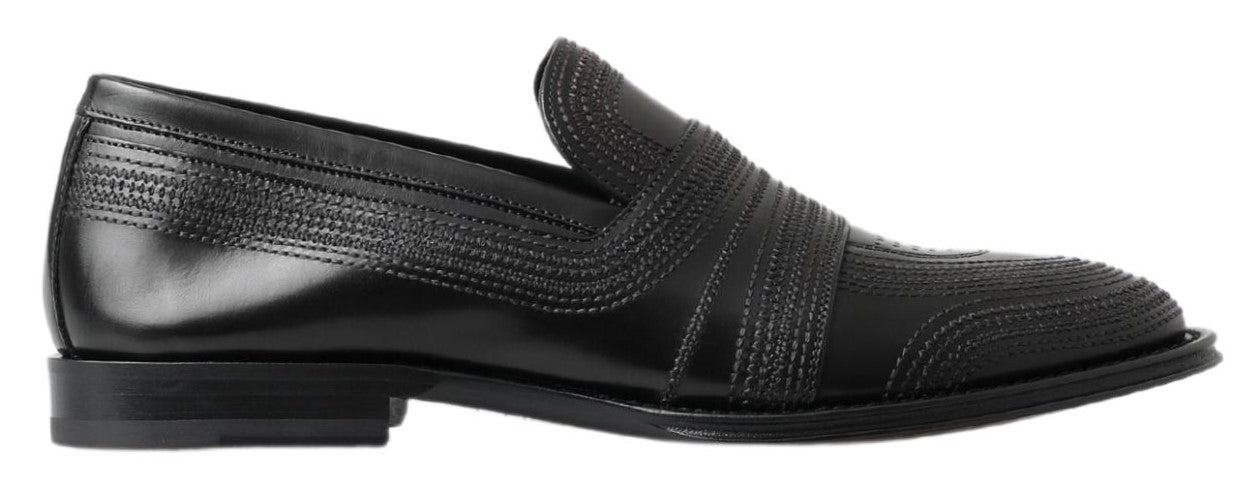 Dolce &amp; Gabbana – Slipper-Loafer aus schwarzem Leder mit Nähten