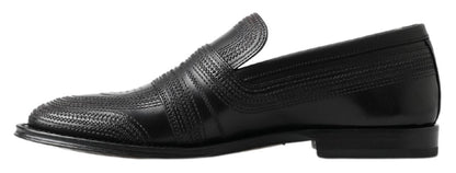 Dolce &amp; Gabbana – Slipper-Loafer aus schwarzem Leder mit Nähten
