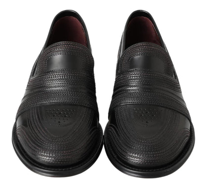 Dolce &amp; Gabbana – Slipper-Loafer aus schwarzem Leder mit Nähten