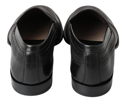 Dolce &amp; Gabbana – Slipper-Loafer aus schwarzem Leder mit Nähten