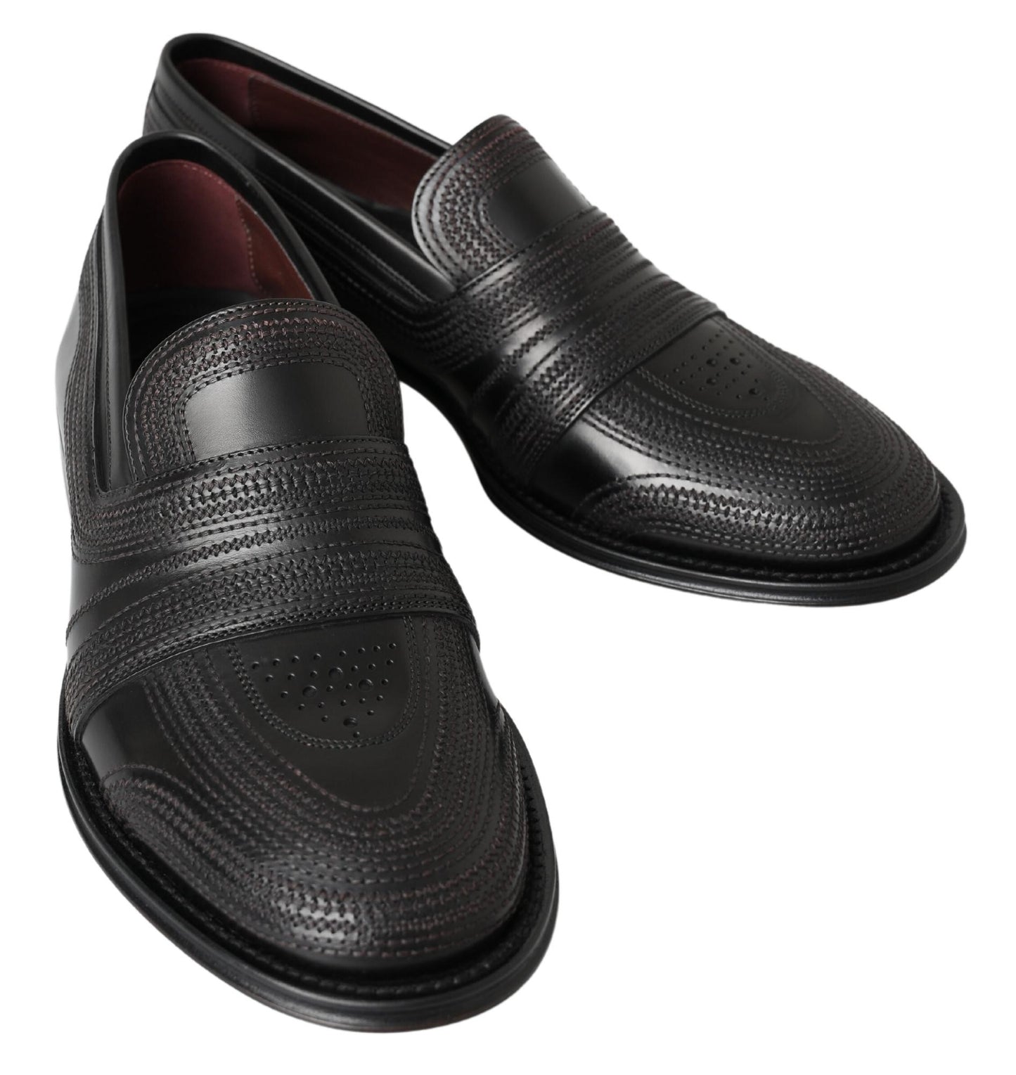 Dolce &amp; Gabbana – Slipper-Loafer aus schwarzem Leder mit Nähten