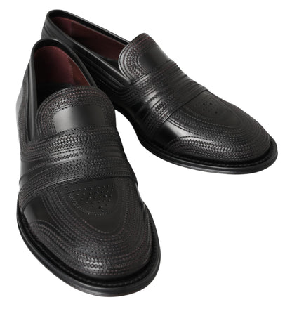 Dolce &amp; Gabbana – Slipper-Loafer aus schwarzem Leder mit Nähten