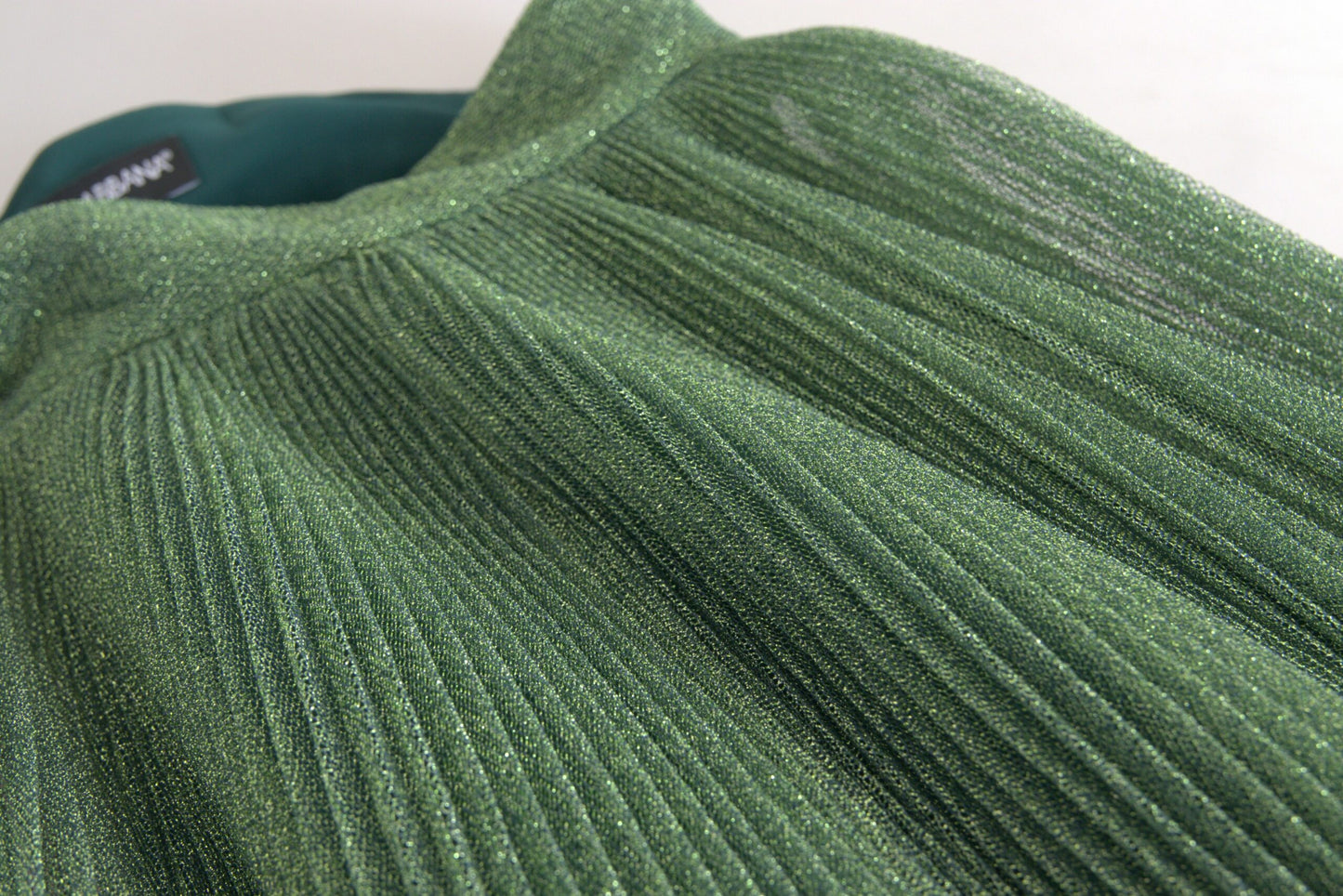 Dolce &amp; Gabbana – A-Linien-Faltenrock mit hoher Taille in Metallic-Grün