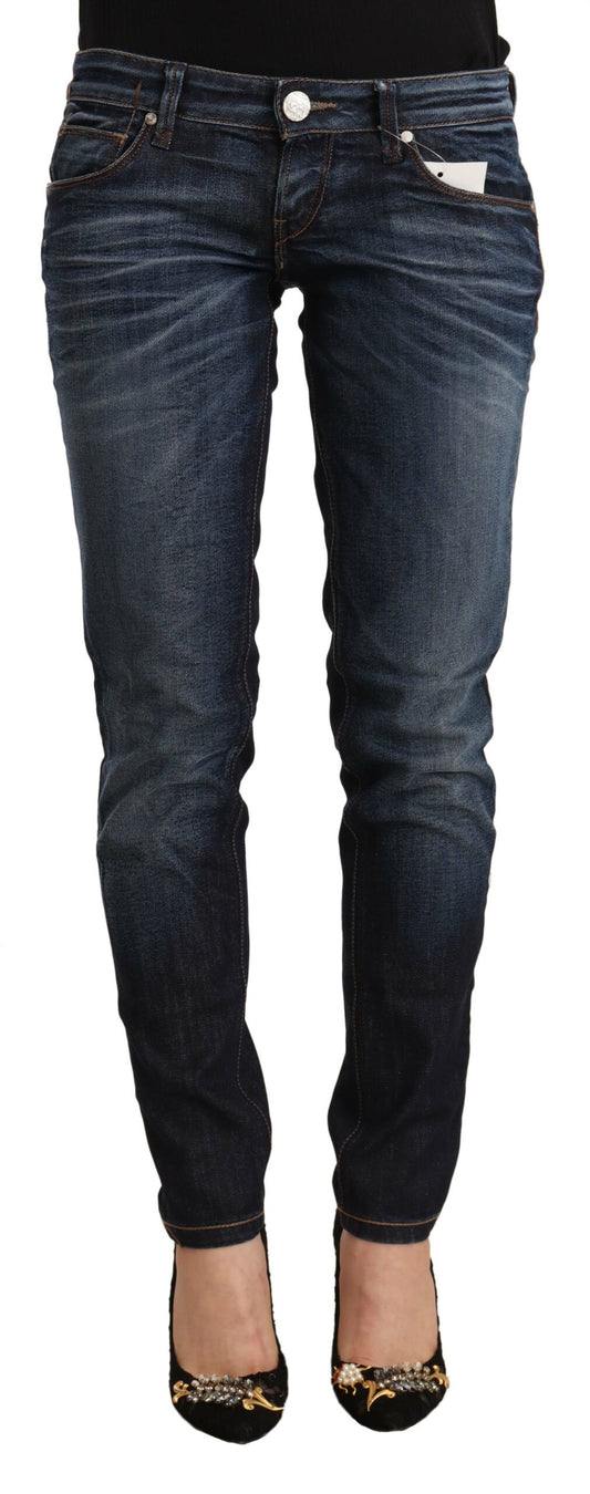 Acht – Blaue Skinny-Jeans aus verwaschener Baumwolle mit niedriger Taille