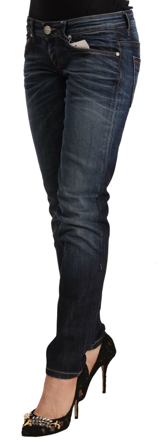 Acht – Blaue Skinny-Jeans aus verwaschener Baumwolle mit niedriger Taille