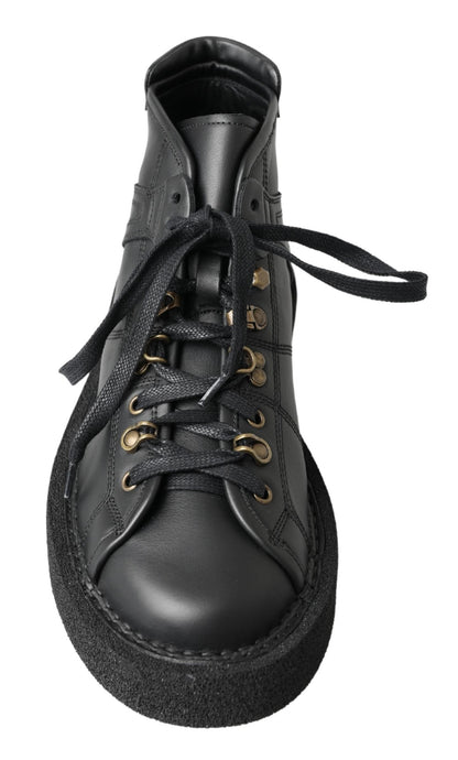 Dolce &amp; Gabbana – Schwarze Stretch-Stiefel aus Leder zum Hineinschlüpfen