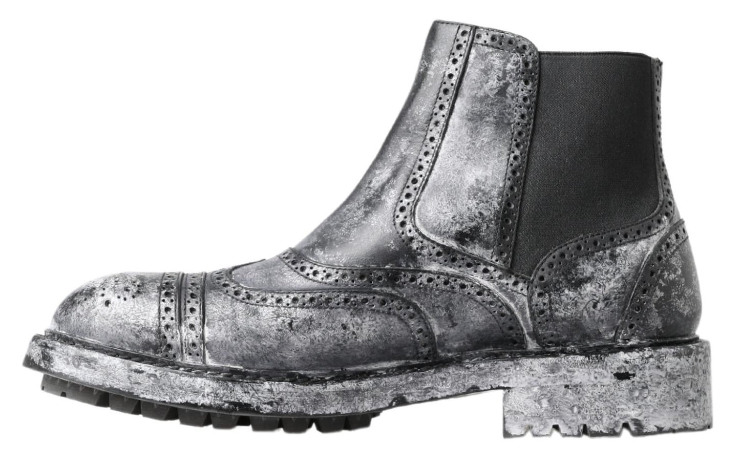 Dolce &amp; Gabbana Stiefeletten aus schwarzem und grauem Leder