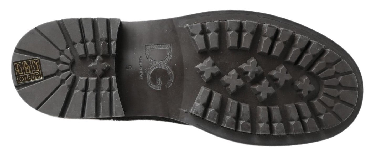 Dolce &amp; Gabbana Stiefeletten aus schwarzem und grauem Leder