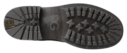Dolce &amp; Gabbana Stiefeletten aus schwarzem und grauem Leder