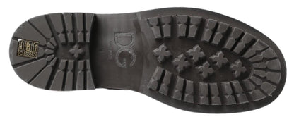 Dolce &amp; Gabbana Schwarz Grau Leder Halbhohe Stiefel Schuhe