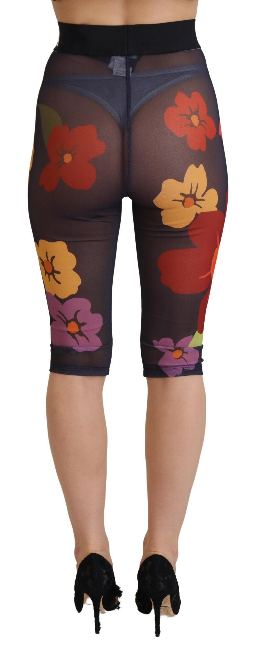 Dolce &amp; Gabbana Schwarze Leggings mit Blumenmuster und Stretchbund