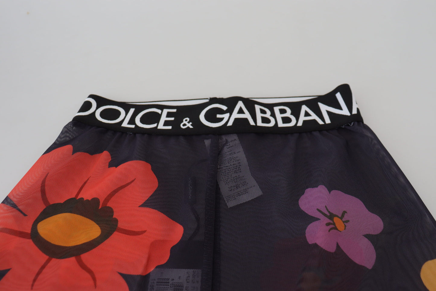 Dolce &amp; Gabbana Schwarze Leggings mit Blumenmuster und Stretchbund