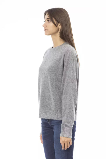 Baldinini Trend Grauer Wollpullover für Damen