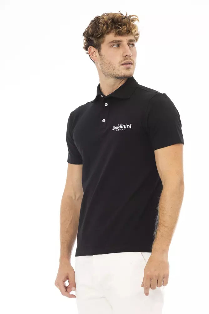 Baldinini Trend Schwarzes Herren-Poloshirt aus Baumwolle